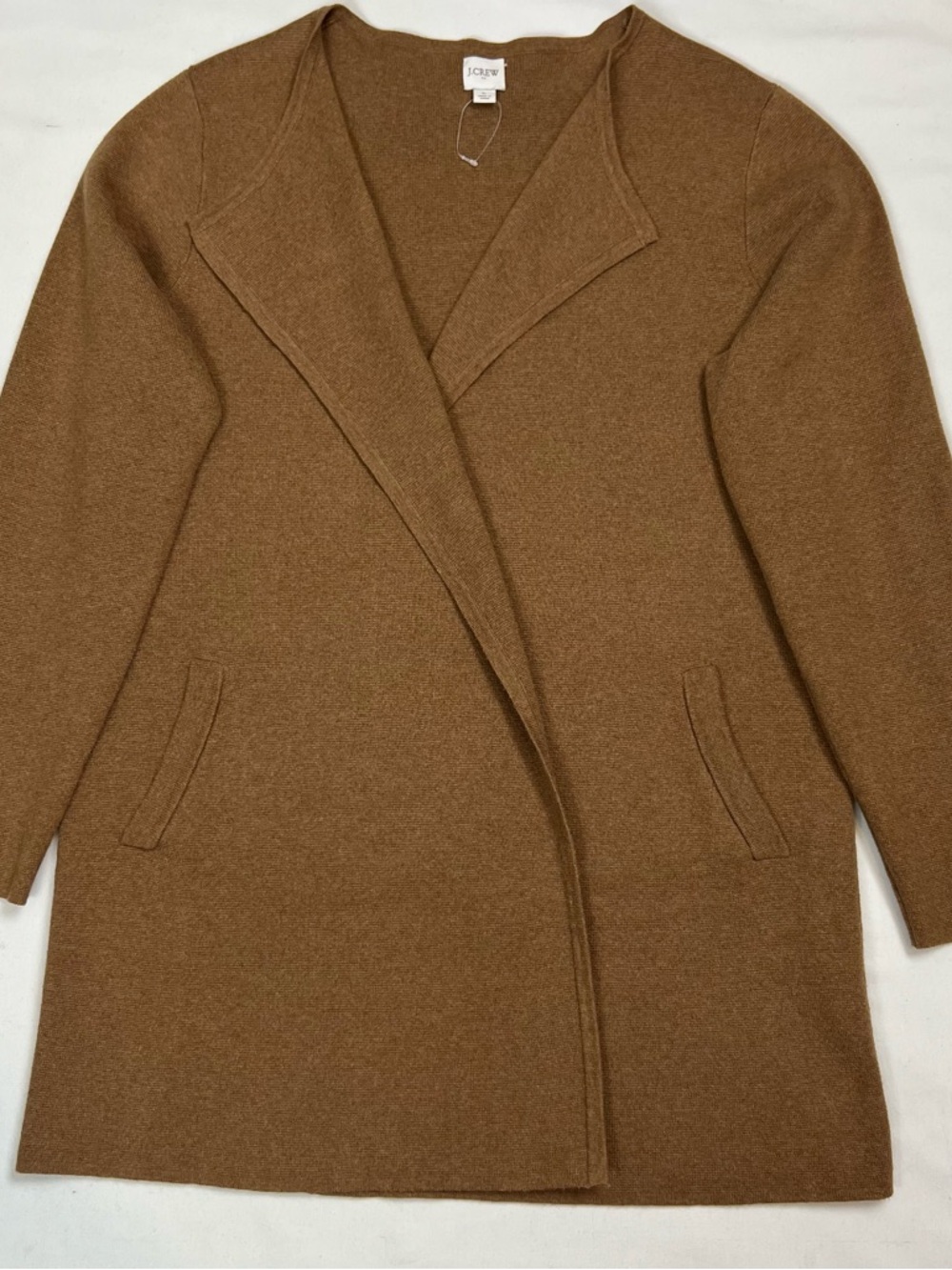 J  CREW FACTORY Vanessa Open Front Cardigan Sweater Knit Cotton Brown Size Large